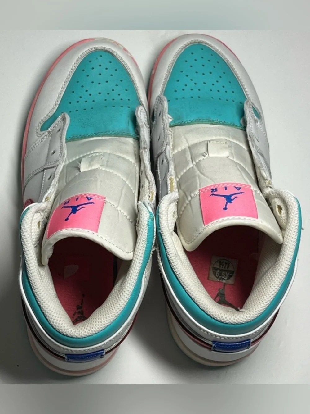Nike Youth 6.5 Air Jordan 1 Mid GS 'Digital Pink’ 2020 Lifestyle White Green